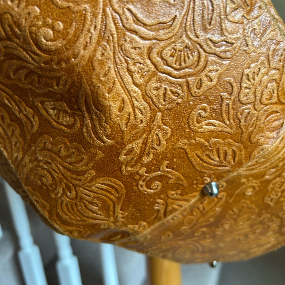 Caramel Brown Embossed Leather Shoulder Bag - Picture 13 of 16